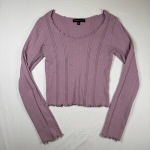 Kendall & Kylie Lavender Long-Sleeve Ribbed‎ Knit Top Medium